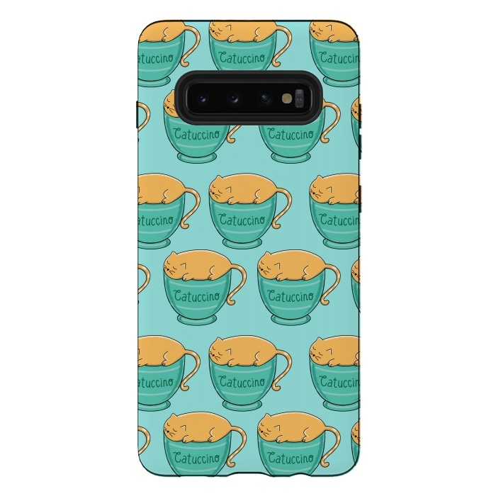 Galaxy S10 plus StrongFit Catuccino Pattern by Coffee Man