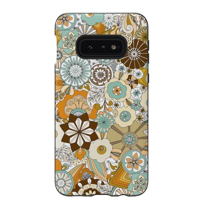 Galaxy S10e StrongFit Flowers, Flowers Everywhere Retro Colors by Paula Ohreen