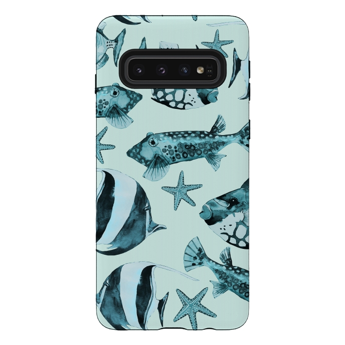 Galaxy S10 StrongFit Watercolor Fish by Andrea Haase