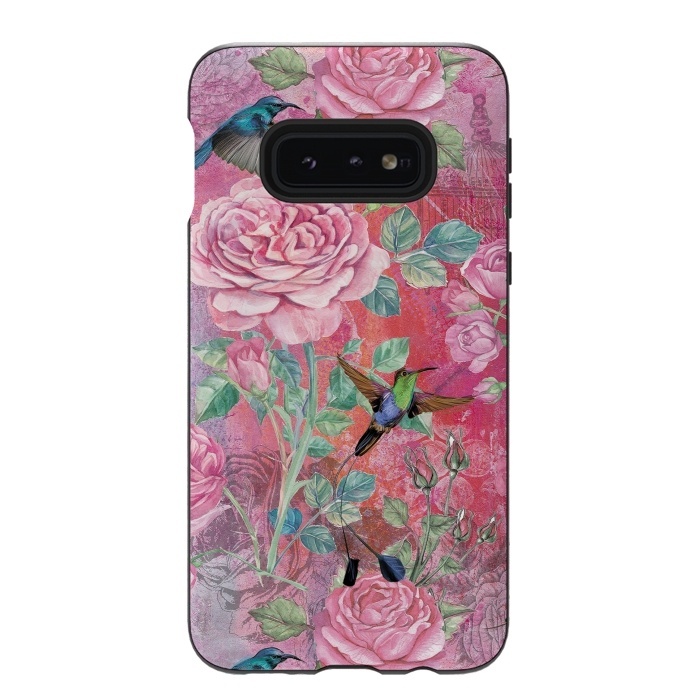 Galaxy S10e StrongFit Roses and Hummingbirds by  Utart