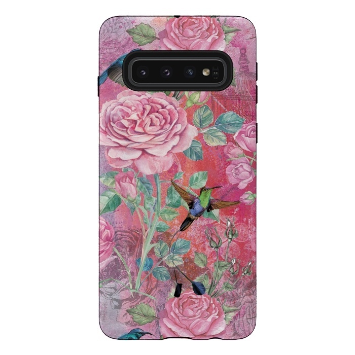 Galaxy S10 StrongFit Roses and Hummingbirds by  Utart