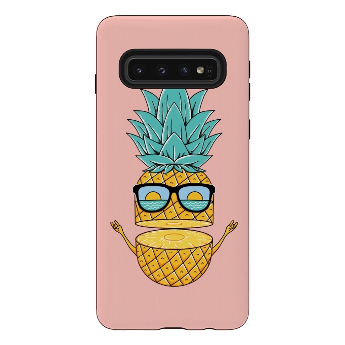 Galaxy S10 StrongFit Pineapple Sunglasses Pink by Coffee Man