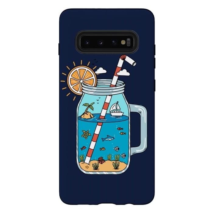 Galaxy S10 plus StrongFit Drink Landscape Blue by Coffee Man