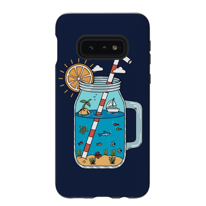Galaxy S10e StrongFit Drink Landscape Blue by Coffee Man