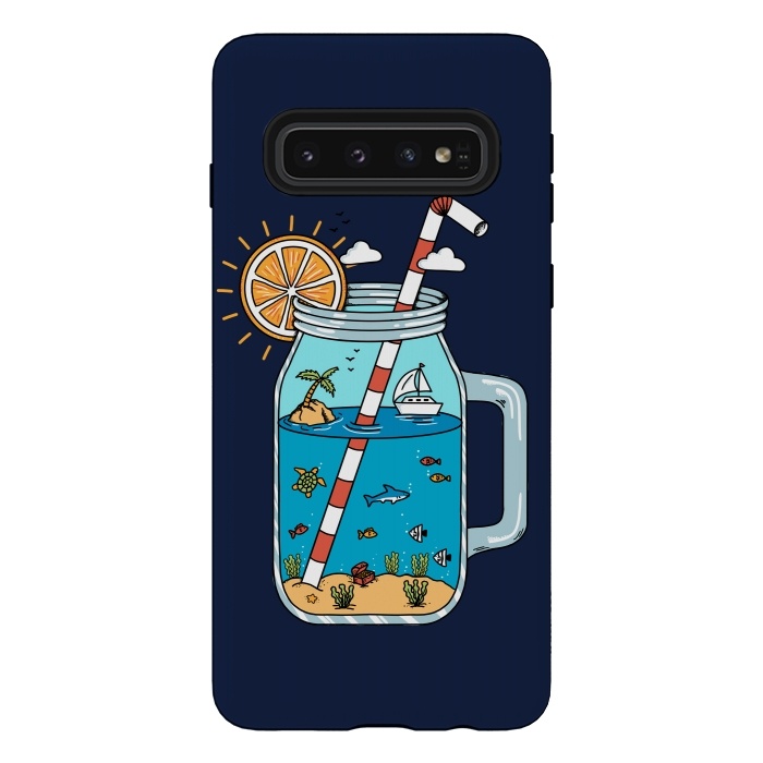 Galaxy S10 StrongFit Drink Landscape Blue by Coffee Man
