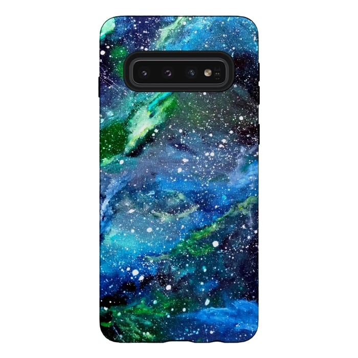 Galaxy S10 StrongFit Galaxy in Blue and Green by Gringoface Designs