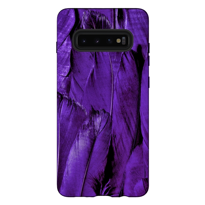 Galaxy S10 plus StrongFit Purple Feathers by Andrea Haase