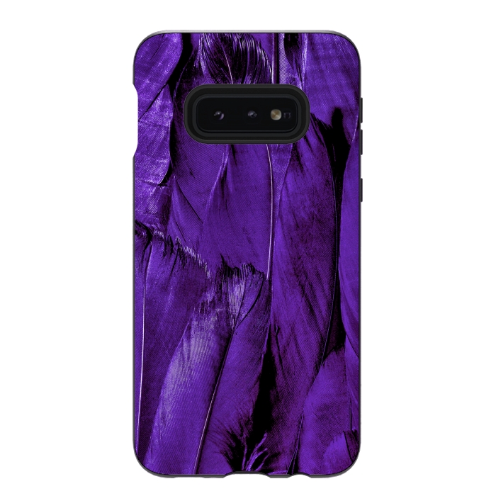 Galaxy S10e StrongFit Purple Feathers by Andrea Haase