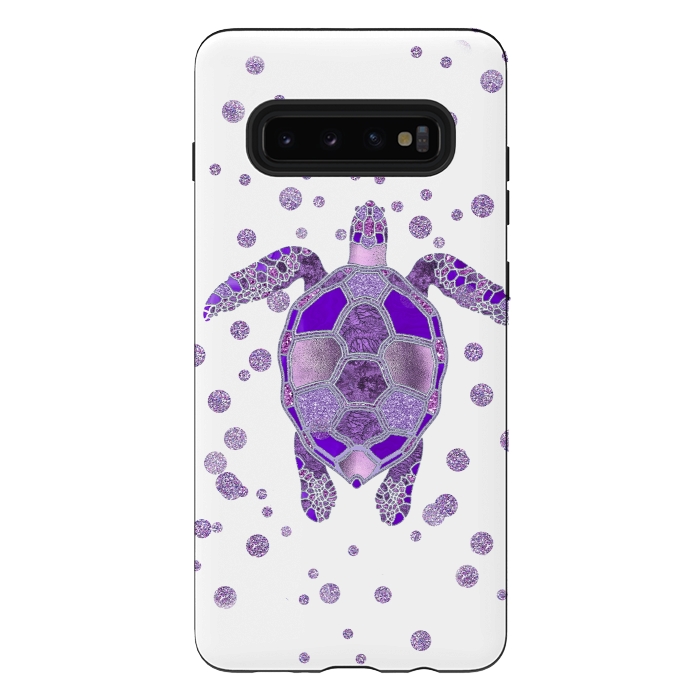 Galaxy S10 plus StrongFit Shimmering Purple Turtle by Andrea Haase