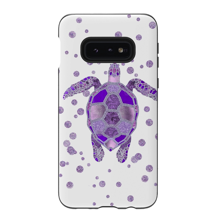 Galaxy S10e StrongFit Shimmering Purple Turtle by Andrea Haase