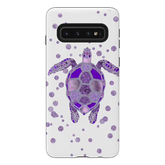 Galaxy S10 StrongFit Shimmering Purple Turtle by Andrea Haase