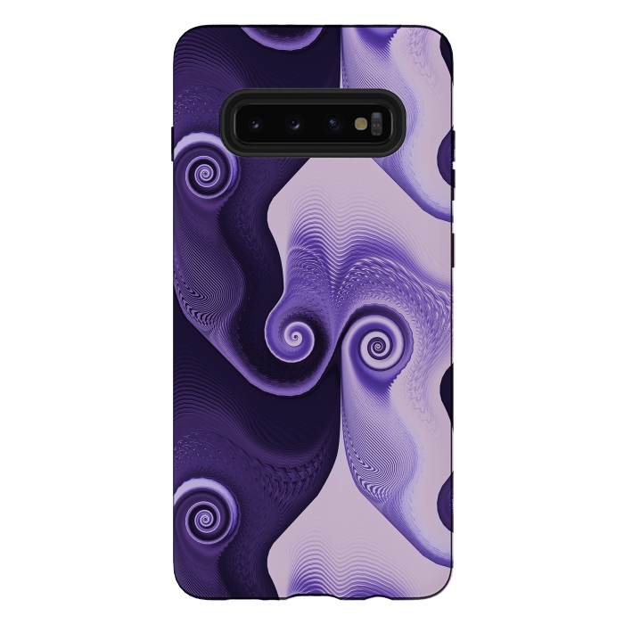 Galaxy S10 plus StrongFit Fancy Purple Spirals by Andrea Haase