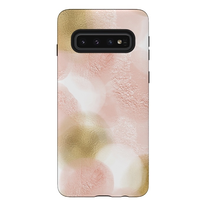 Galaxy S10 StrongFit Gold and Pink Blush Dots by  Utart