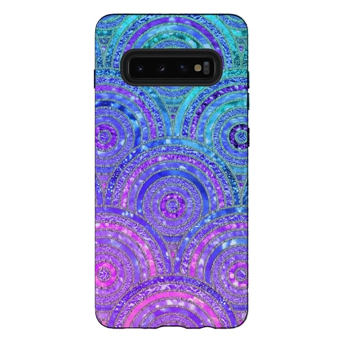 Galaxy S10 plus StrongFit Pink and Blue Metal Circles Pattern by  Utart