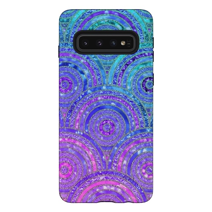 Galaxy S10 StrongFit Pink and Blue Metal Circles Pattern by  Utart
