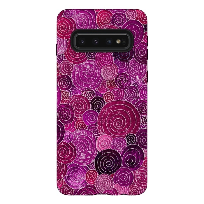 Galaxy S10 StrongFit Pink and Purple Metal Foil Circles  by  Utart
