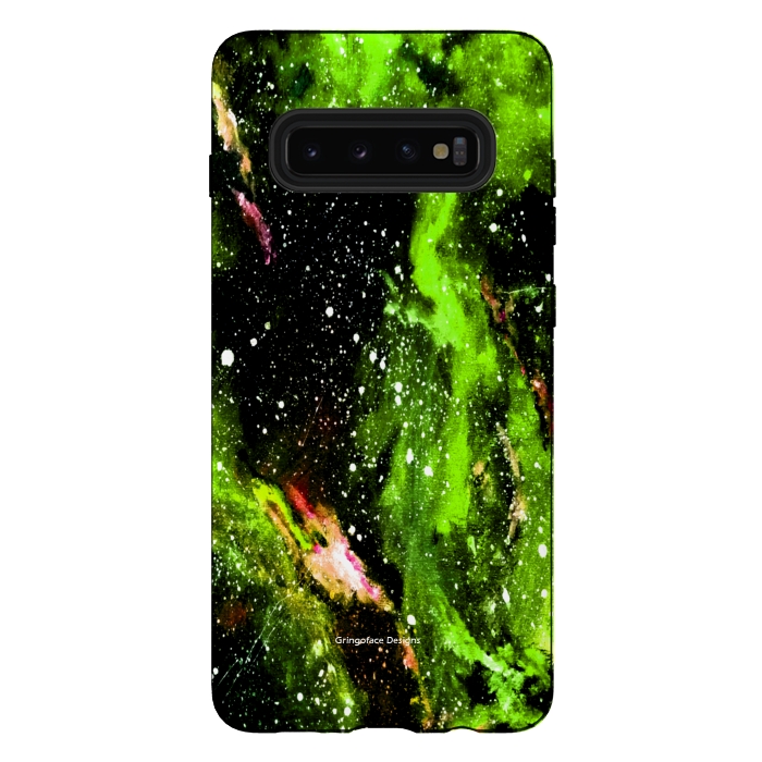 Galaxy S10 plus StrongFit Green Galaxy by Gringoface Designs