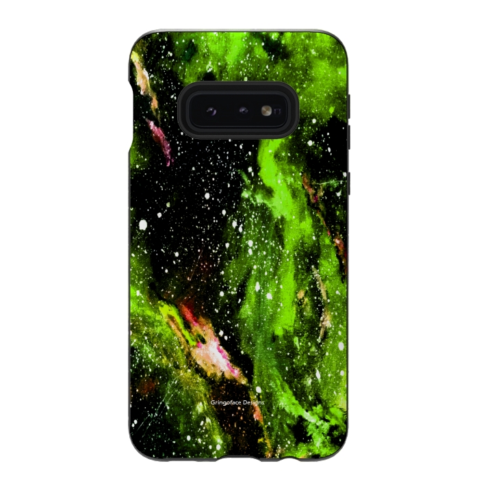 Galaxy S10e StrongFit Green Galaxy by Gringoface Designs