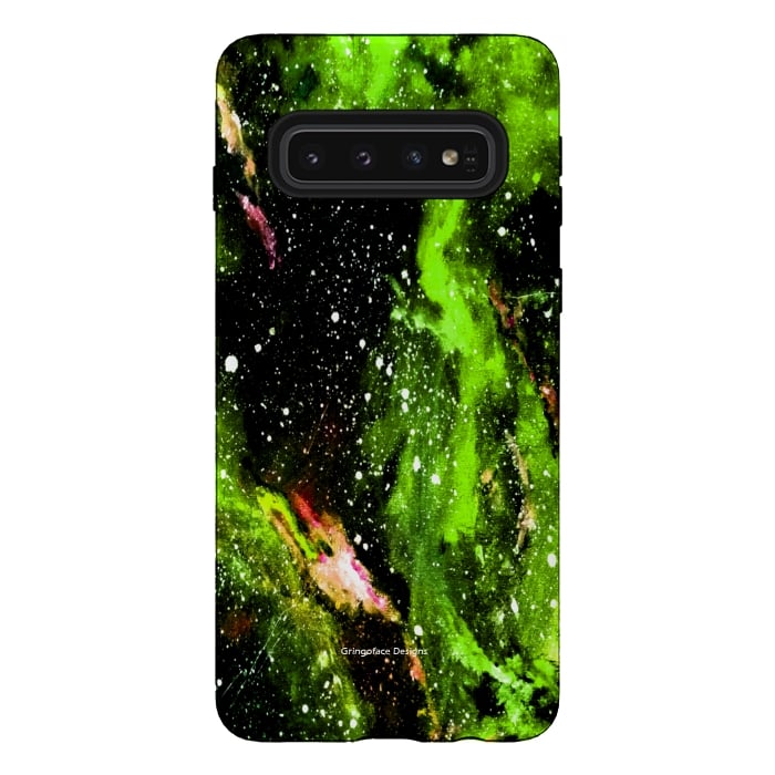 Galaxy S10 StrongFit Green Galaxy by Gringoface Designs