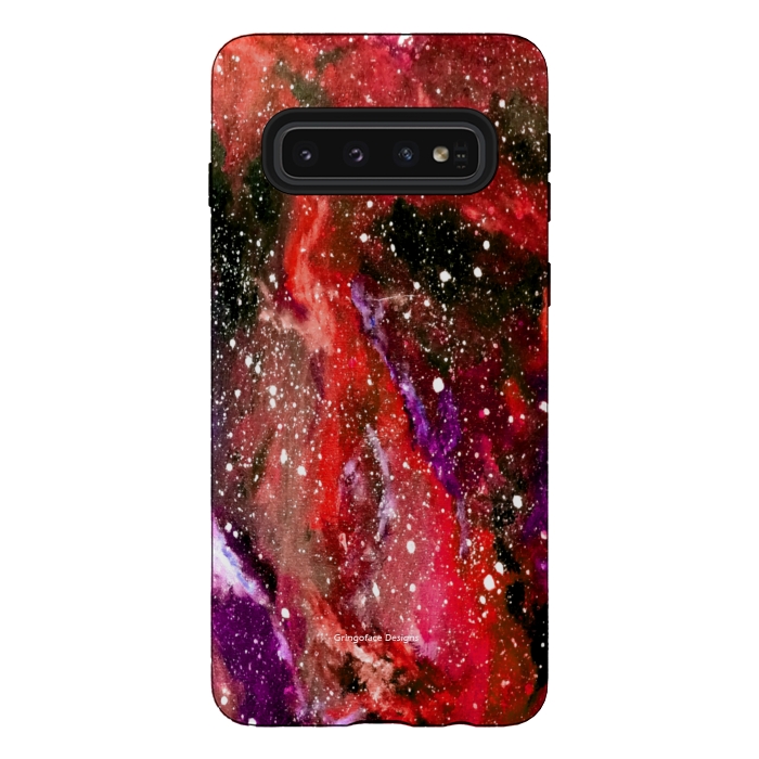 Galaxy S10 StrongFit Red Galaxy by Gringoface Designs
