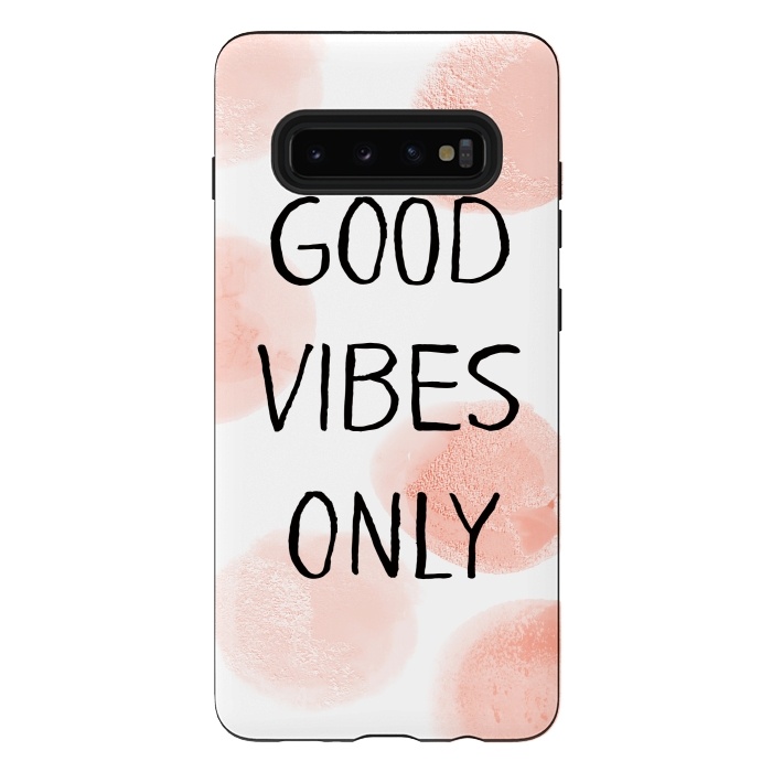 Galaxy S10 plus StrongFit Good Vibes Only - Rose Gold Polka Dots by  Utart