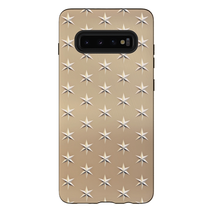Galaxy S10 plus StrongFit Silver Stars On  Gold by Andrea Haase