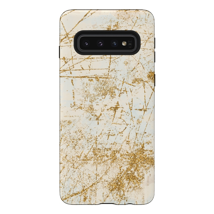 Galaxy S10 StrongFit Golden Scratches by Andrea Haase