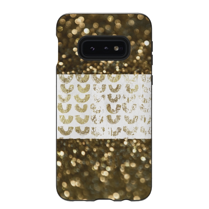 Galaxy S10e StrongFit Golden Glitter by Andrea Haase