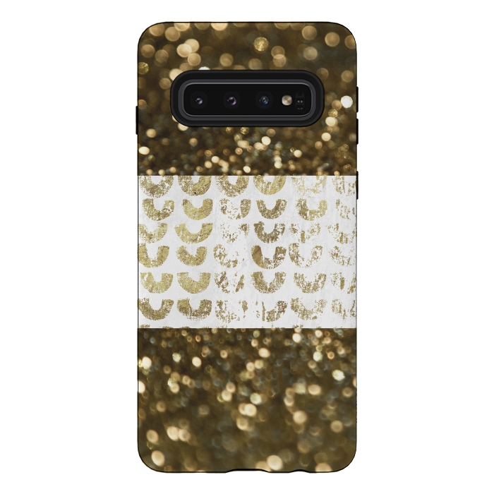 Galaxy S10 StrongFit Golden Glitter by Andrea Haase