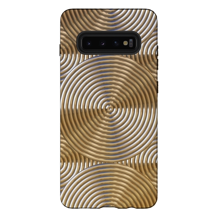 Galaxy S10 plus StrongFit Shiny Golden Metal Embossed Circles 2 by Andrea Haase