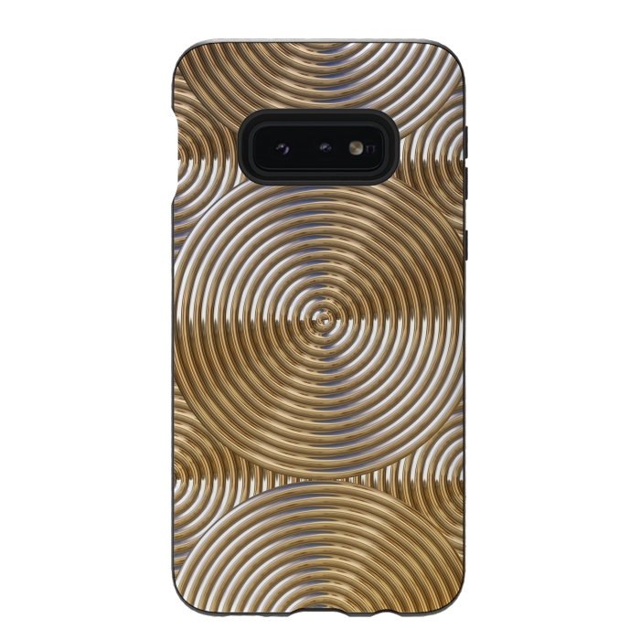 Galaxy S10e StrongFit Shiny Golden Metal Embossed Circles 2 by Andrea Haase