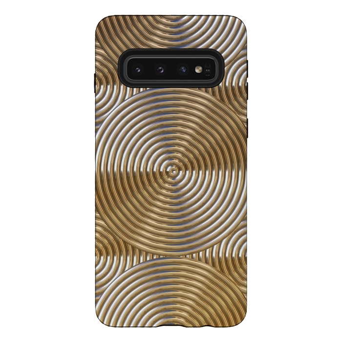 Galaxy S10 StrongFit Shiny Golden Metal Embossed Circles 2 by Andrea Haase