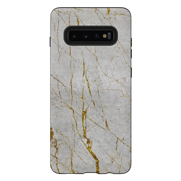 Galaxy S10 plus StrongFit Golden Marble Veins On Concrete 2 by Andrea Haase