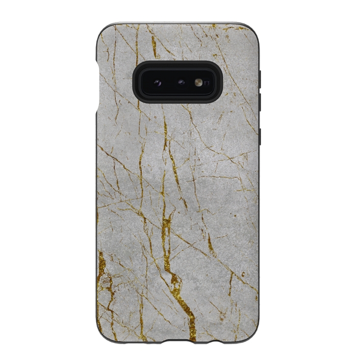 Galaxy S10e StrongFit Golden Marble Veins On Concrete 2 by Andrea Haase