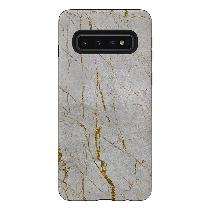Galaxy S10 StrongFit Golden Marble Veins On Concrete 2 by Andrea Haase
