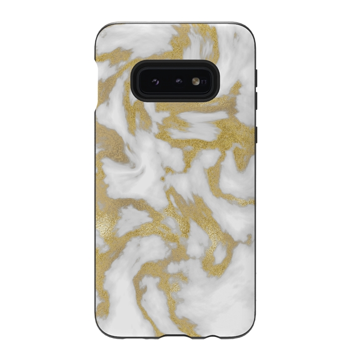 Galaxy S10e StrongFit White Gold Faux Marble by Andrea Haase