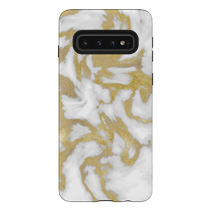 Galaxy S10 StrongFit White Gold Faux Marble by Andrea Haase