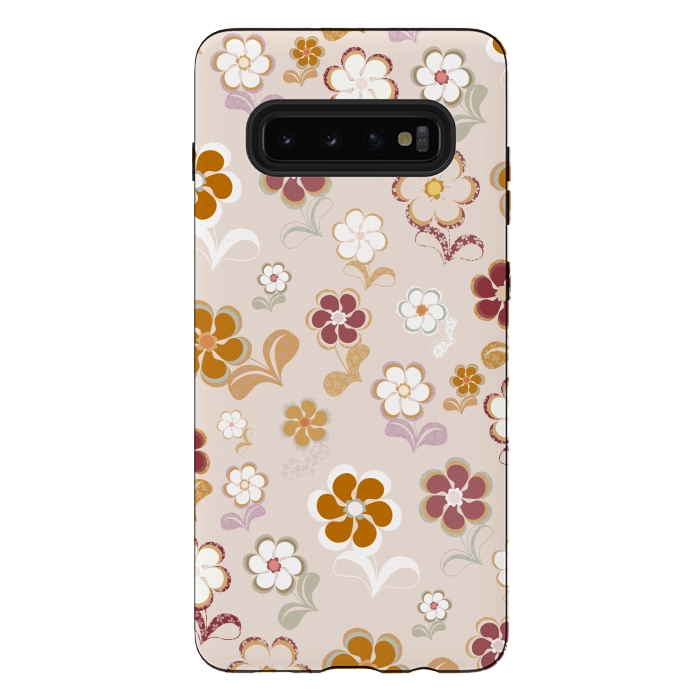 Galaxy S10 plus StrongFit 60s Flowers on Light Pink by Paula Ohreen