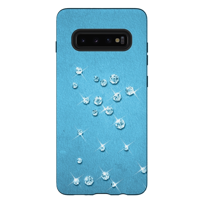 Galaxy S10 plus StrongFit Sparkling Rhinestones on Blue by Andrea Haase