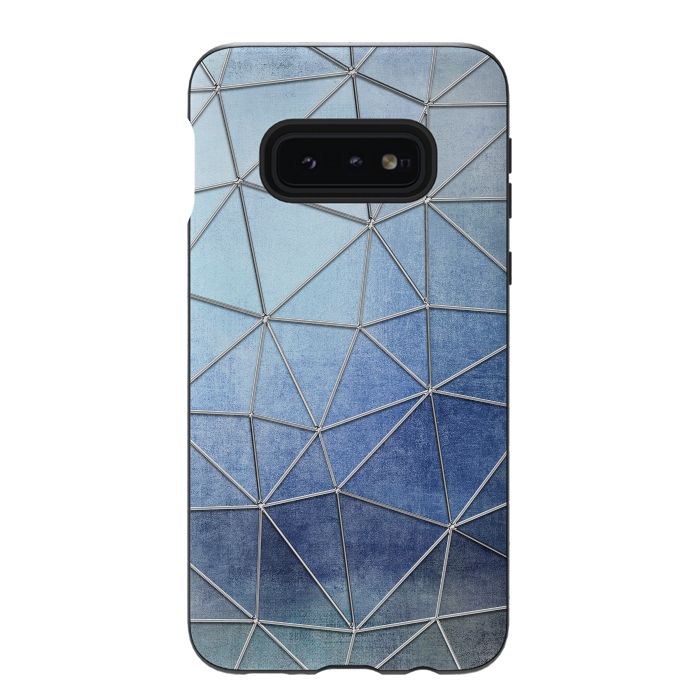 Galaxy S10e StrongFit Blue Triangles 2 by Andrea Haase
