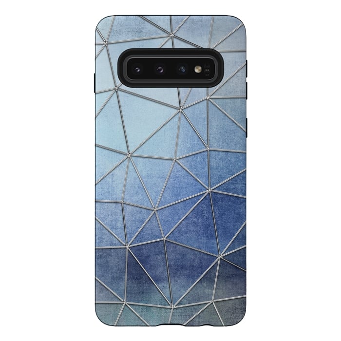 Galaxy S10 StrongFit Blue Triangles 2 by Andrea Haase