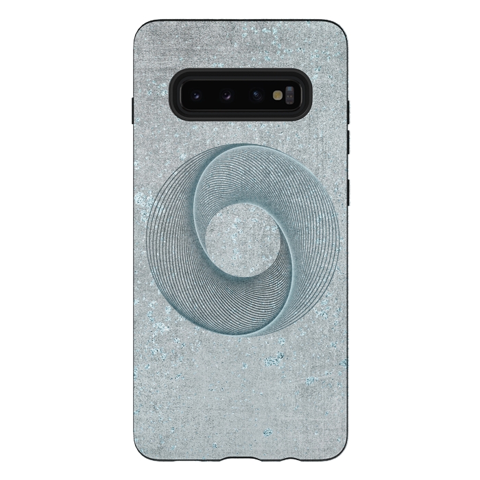 Galaxy S10 plus StrongFit Teal Line Art Circle  by Andrea Haase