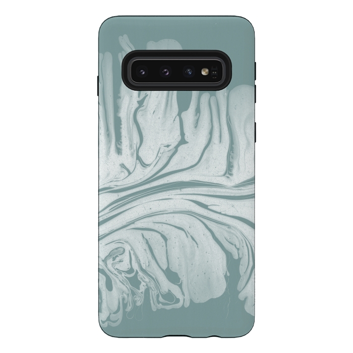 Galaxy S10 StrongFit Teal Liquid Paint by Andrea Haase