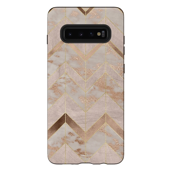 Galaxy S10 plus StrongFit Marble Rosegold Chevron by  Utart