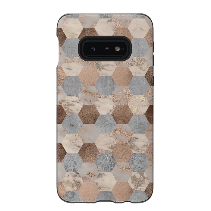 Galaxy S10e StrongFit Marble Rose Gold Honeycomb Pattern by  Utart