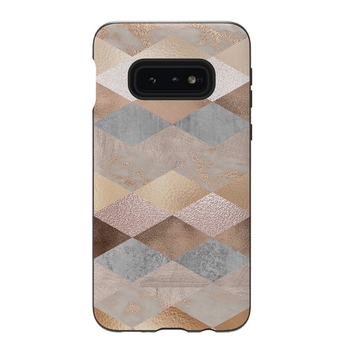Galaxy S10e StrongFit Marble Rose Gold Argyle by  Utart