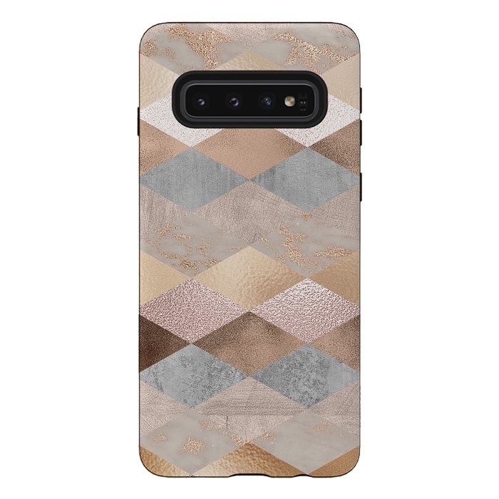 Galaxy S10 StrongFit Marble Rose Gold Argyle by  Utart