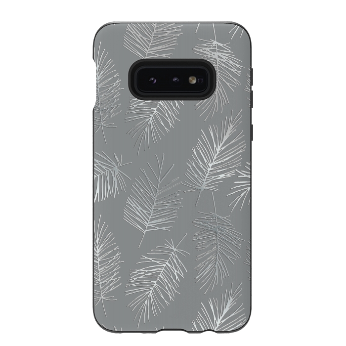 Galaxy S10e StrongFit Silver Palm Leaves by Andrea Haase