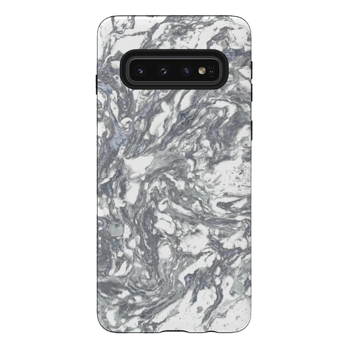 Galaxy S10 StrongFit Grey Blue Marble by Andrea Haase