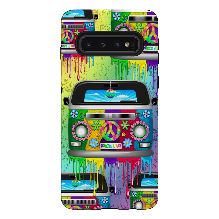 Galaxy S10 StrongFit Hippie Van Dripping Rainbow Paint by BluedarkArt